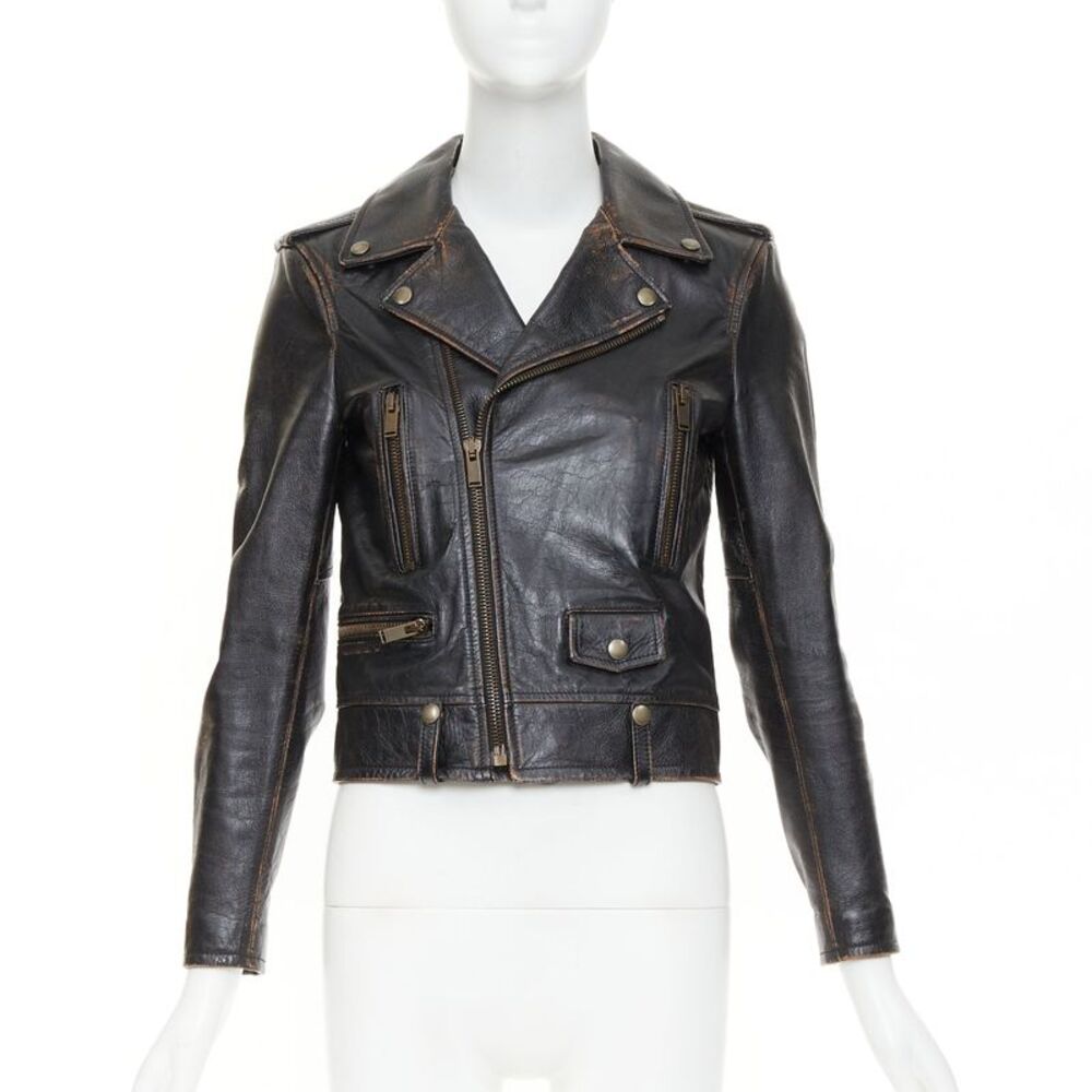 Saint Laurent Thunder Studded distressed calfskin jacket